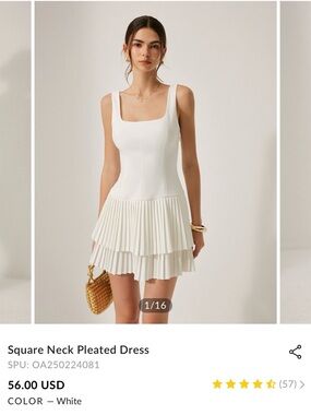 NWT Commense Square Neck Pleated Dress - XL